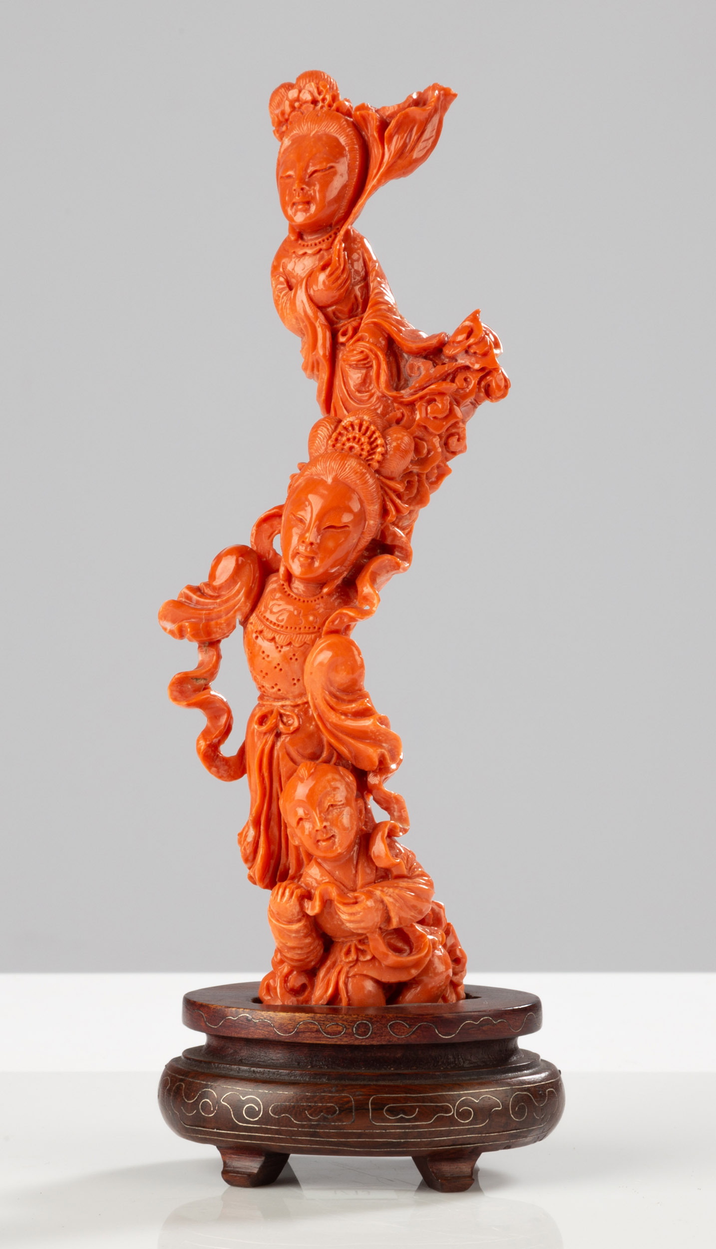 CHINESE CORAL IMMORTALS CARVING