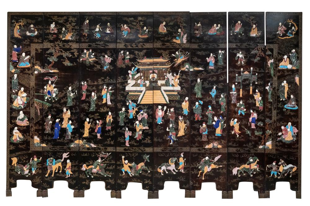 CHINESE COROMANDEL & STONE INLAID