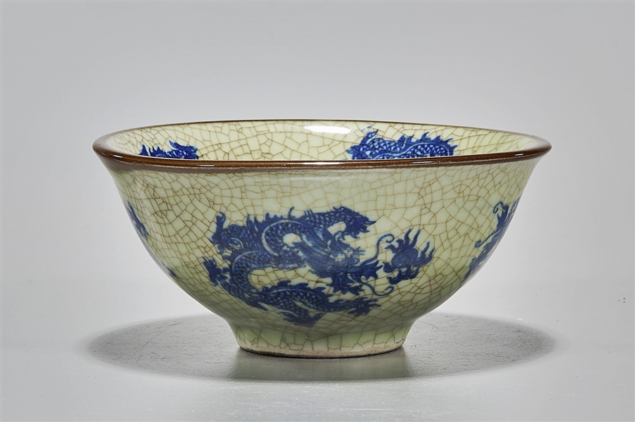 Chinese crackle glazed bowl; dragon