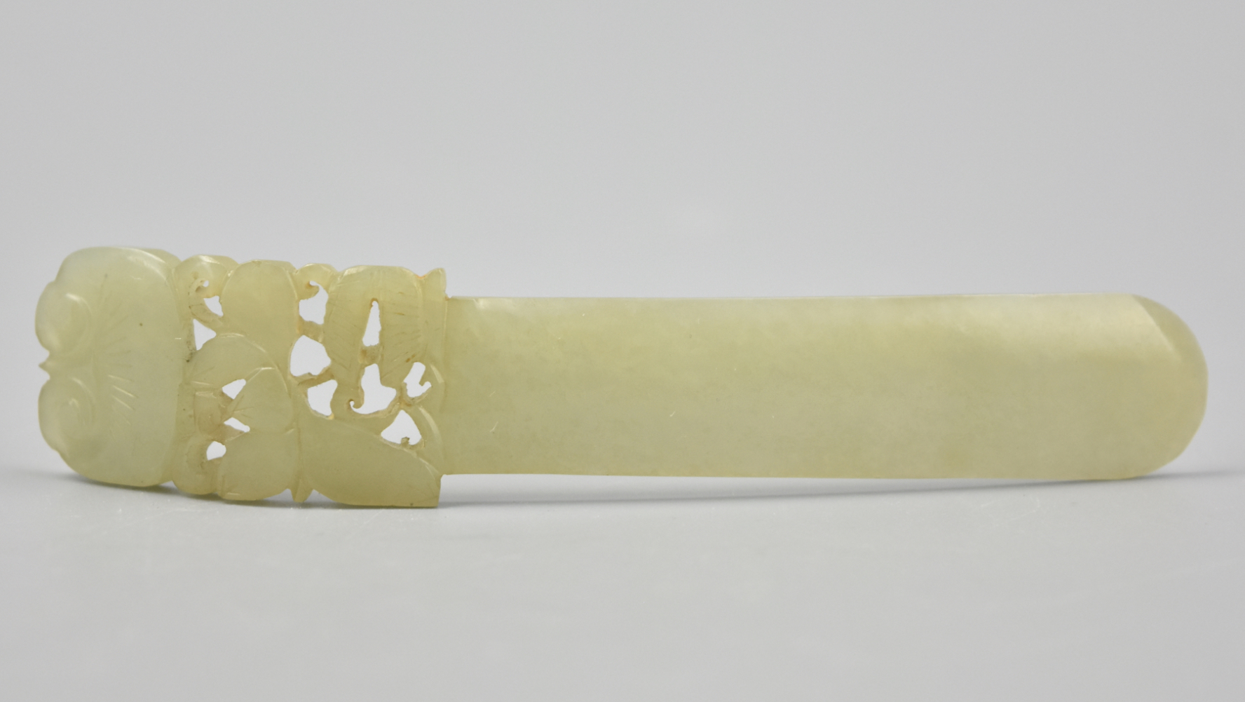 CHINESE CURVED, JADE HAIRPIN W/