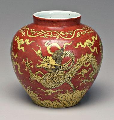 Chinese decorated jar, red