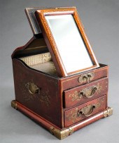 CHINESE DECORATED RED LACQUERE