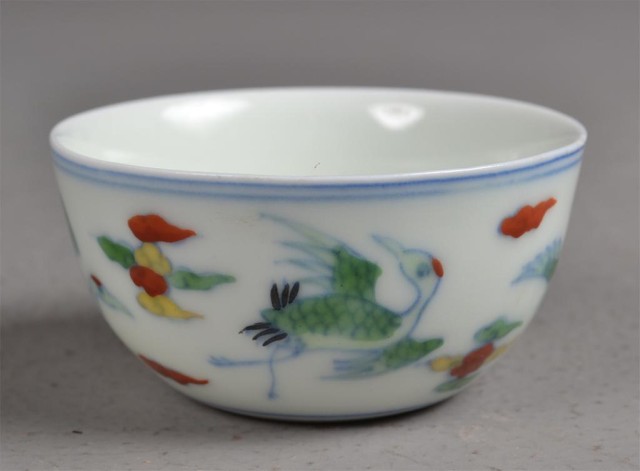 Chinese Dou-Cai Crane TeacupSmall
