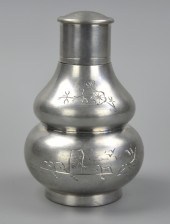 CHINESE DOUBLE GOURD PEWTER TE