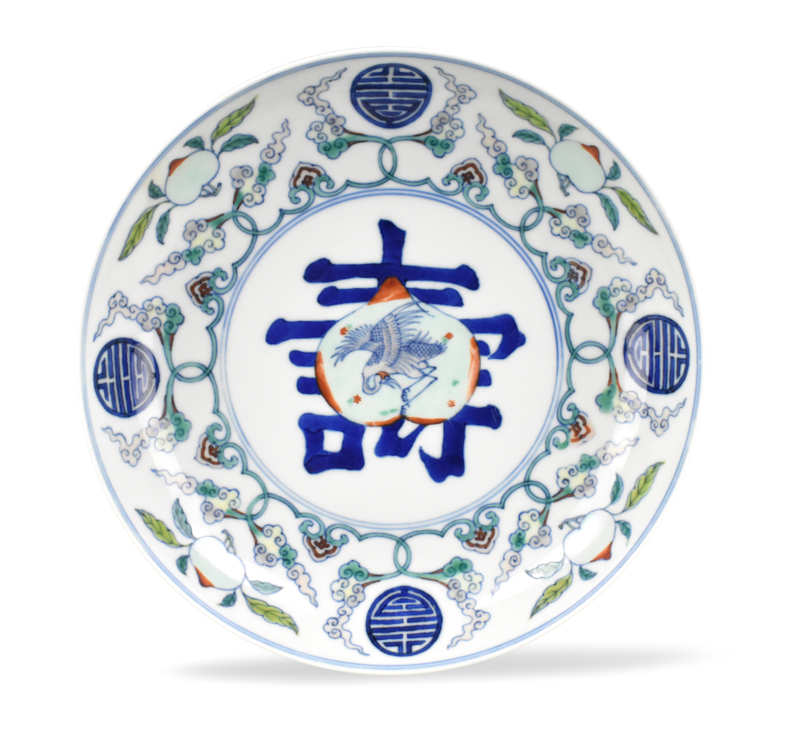 CHINESE DOUCAI ENAMELED PLATE W/