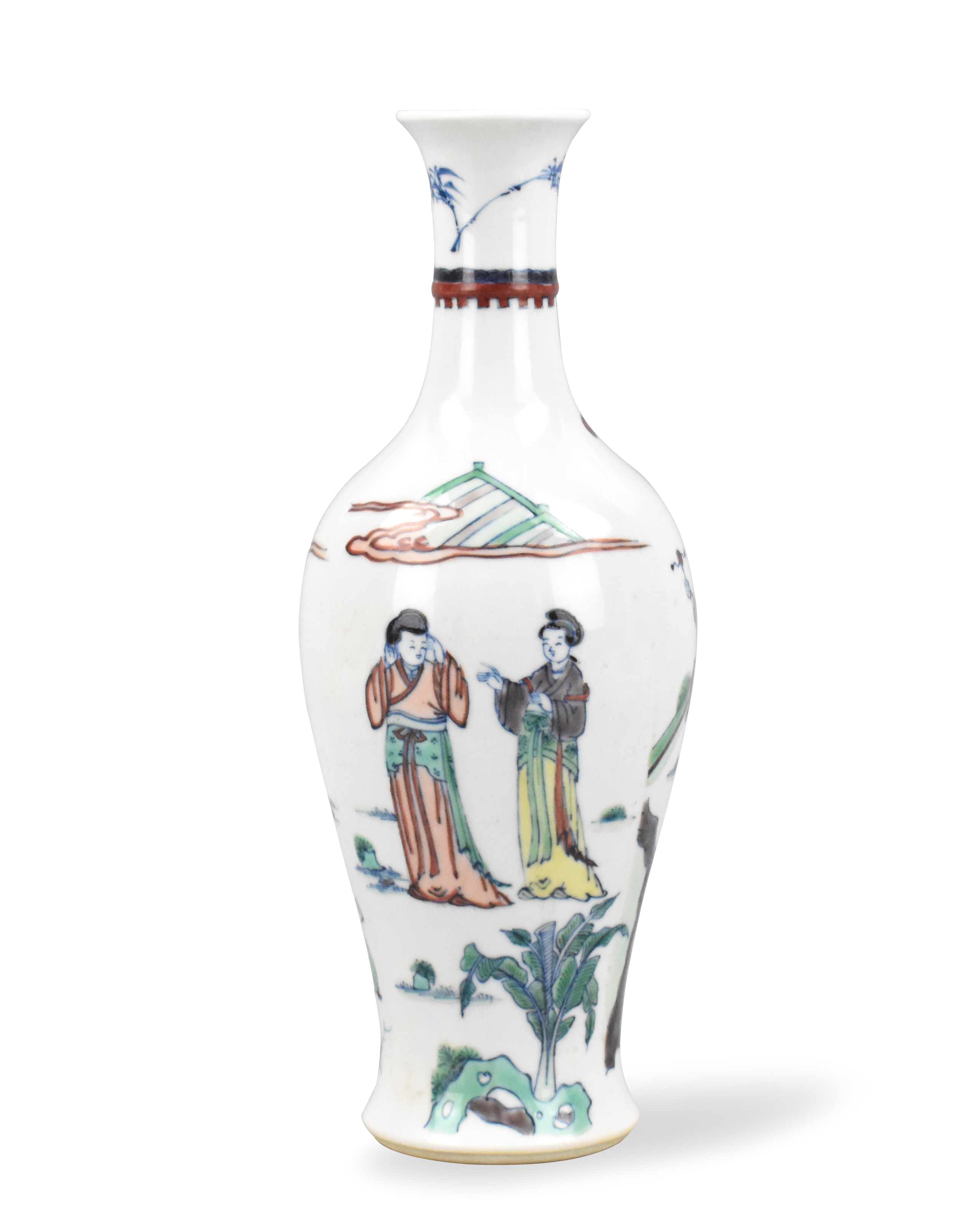 CHINESE DOUCAI FIGURAL VASE W/