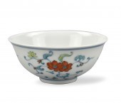 CHINESE DOUCAI FLORAL BOWL , G