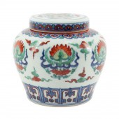 CHINESE DOUCAI GINGER JAR WITH