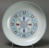 CHINESE DOUCAI PORCELAIN PLATE
