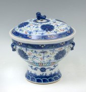 CHINESE DUCAI FOOTED DISH: A l