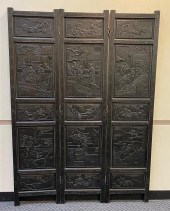 CHINESE EBONIZED AND CARVED HA