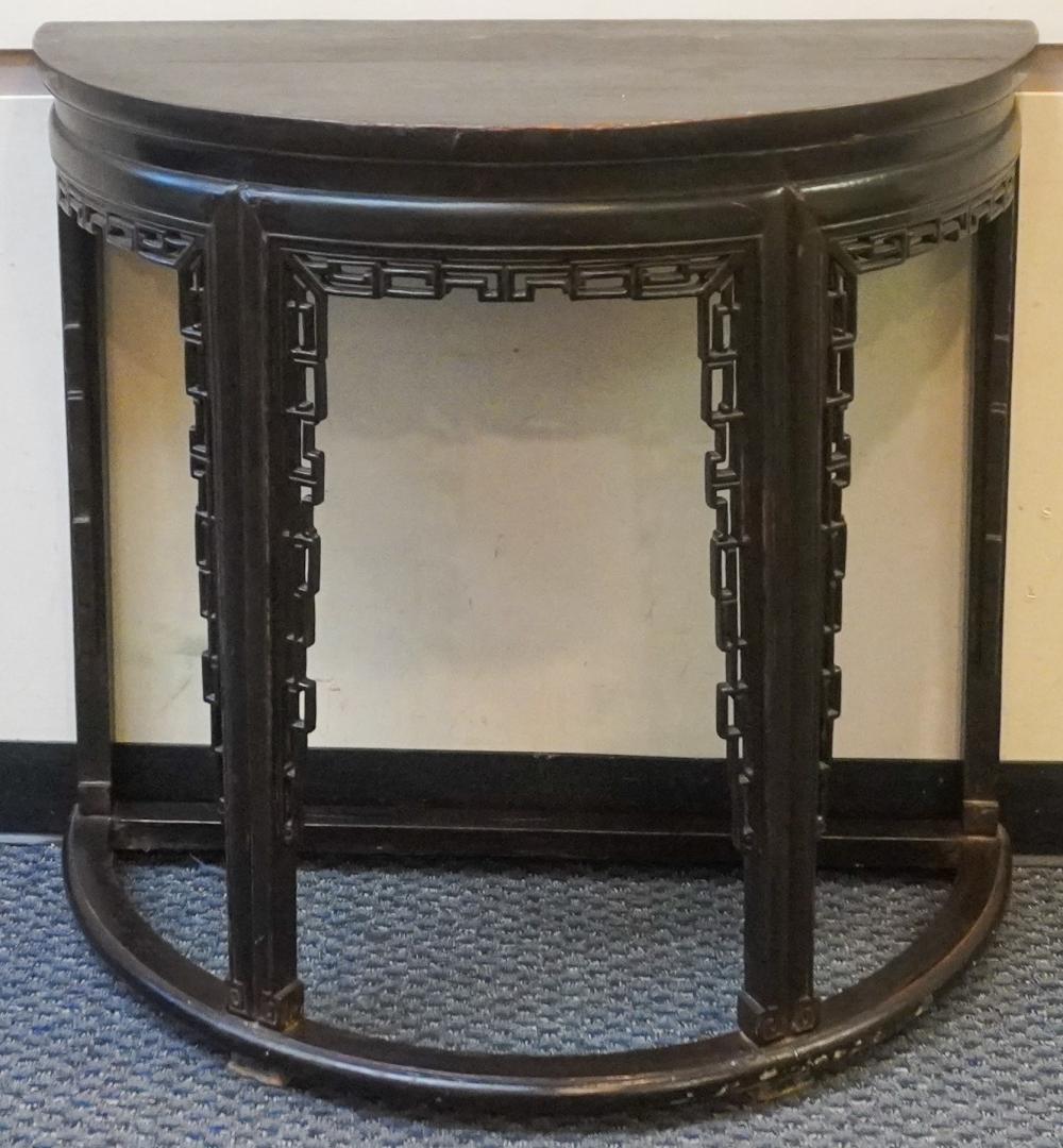CHINESE EBONIZED HONGMU DEMILUNE