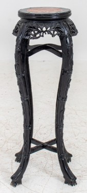 CHINESE EBONIZED MARBLE-INSET