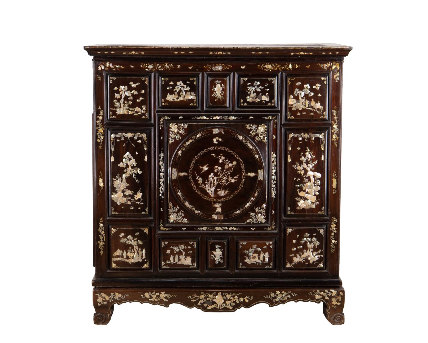 CHINESE EBONIZED WOOD & MOTHER OF