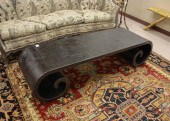 CHINESE EBONIZED WOOD SCROLL-E