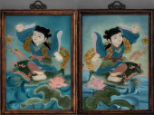 CHINESE EGLOMISE PAINTINGS OF