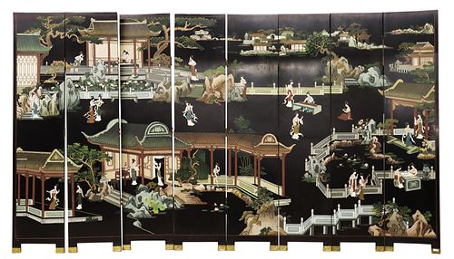 CHINESE EIGHT-PANEL FIGURAL FOLDING