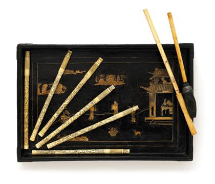 Chinese elephant ivory inlaid black