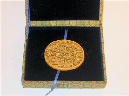 Chinese elephant ivory oval pendant