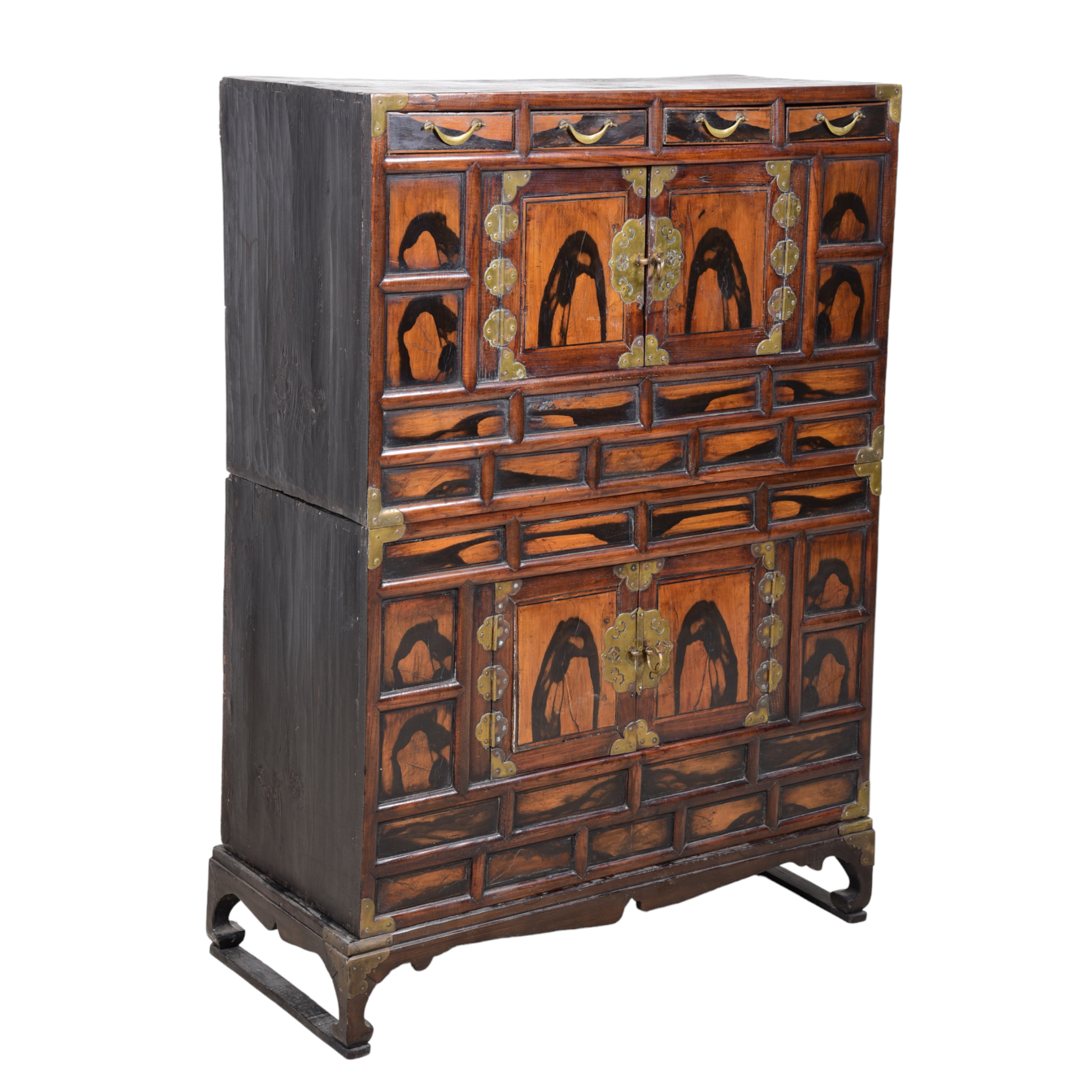 Chinese elmwood 2-pc tansu, top 4
