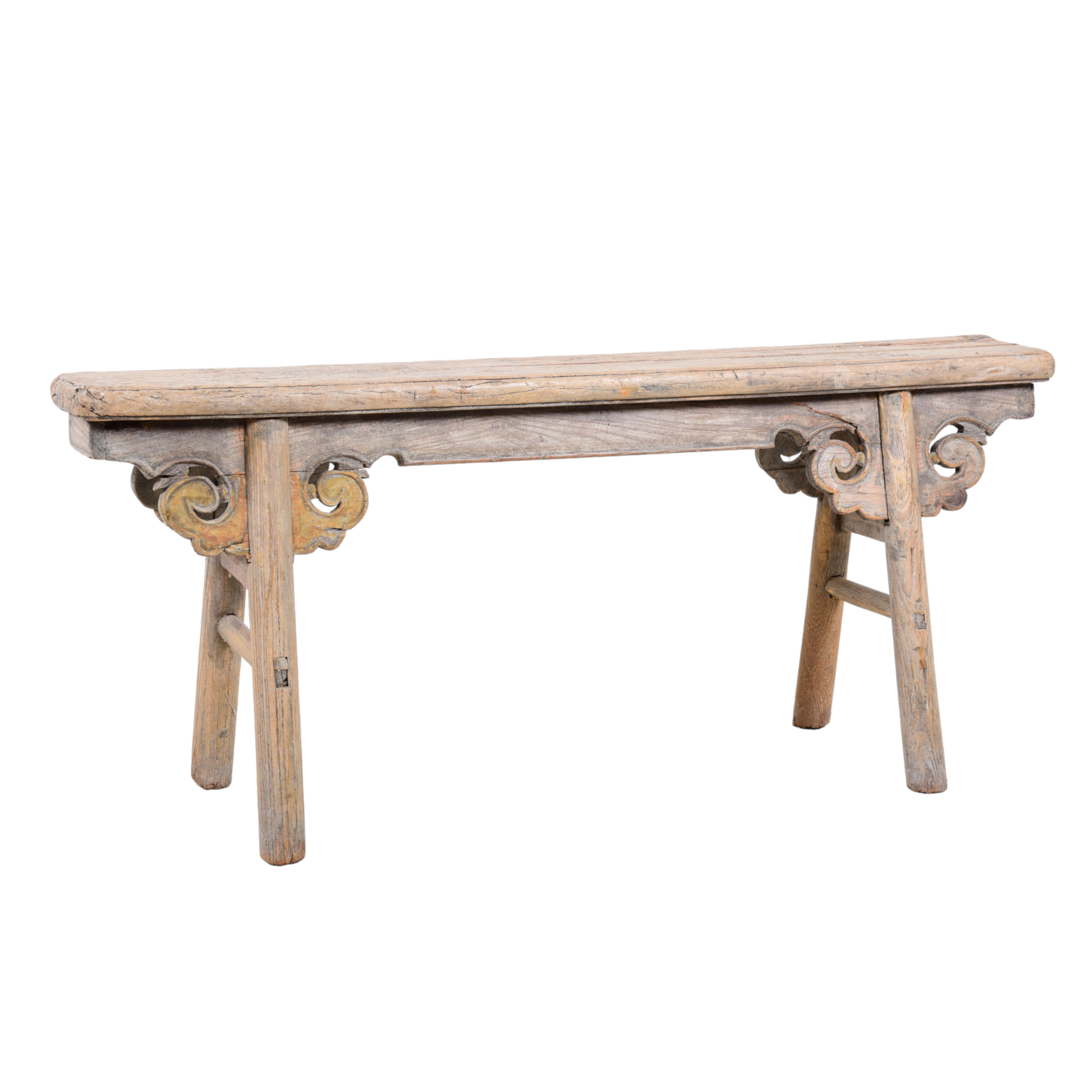 Chinese elmwood carved bench,