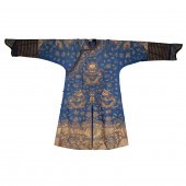 CHINESE EMBROIDERED BLUE GROUN