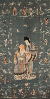 CHINESE EMBROIDERED BLUE SILK