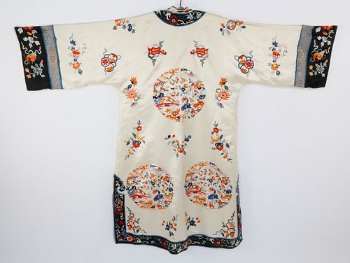 CHINESE EMBROIDERED CREAM AND