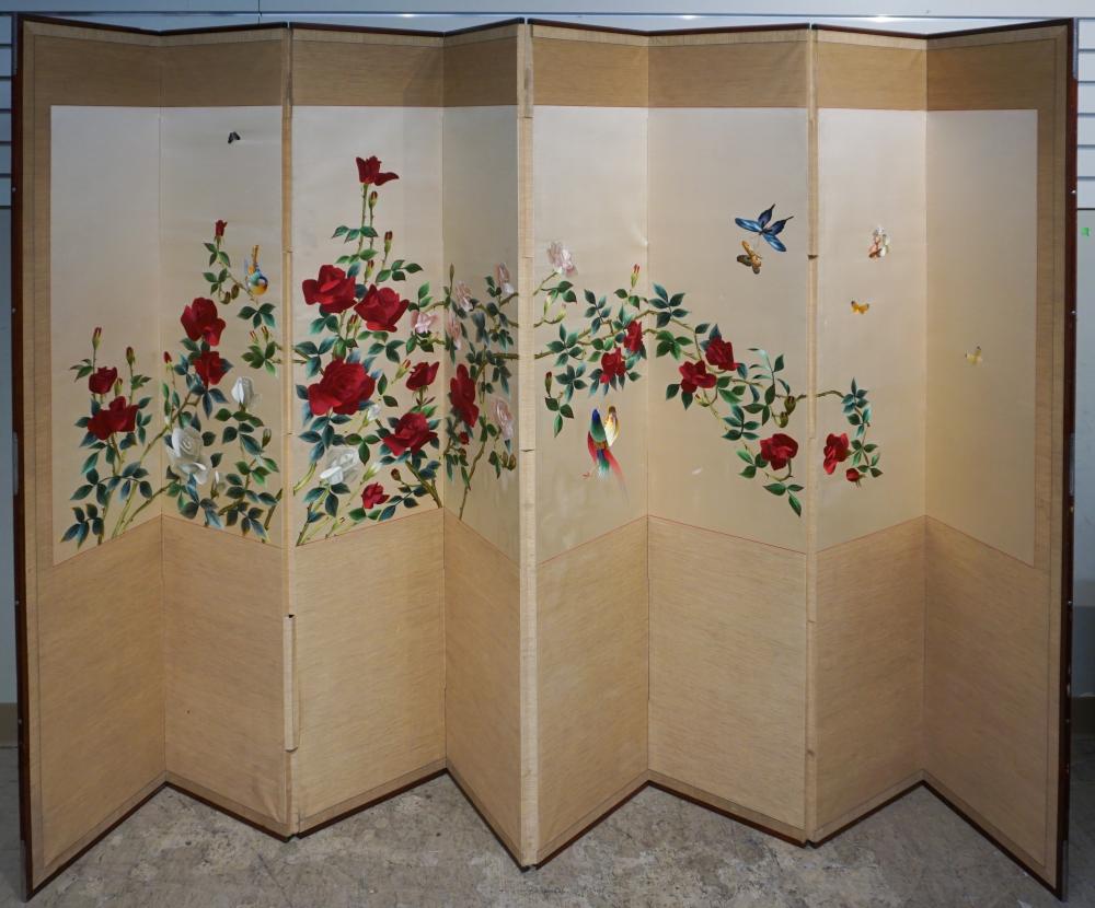 CHINESE EMBROIDERED EIGHT-FOLD
