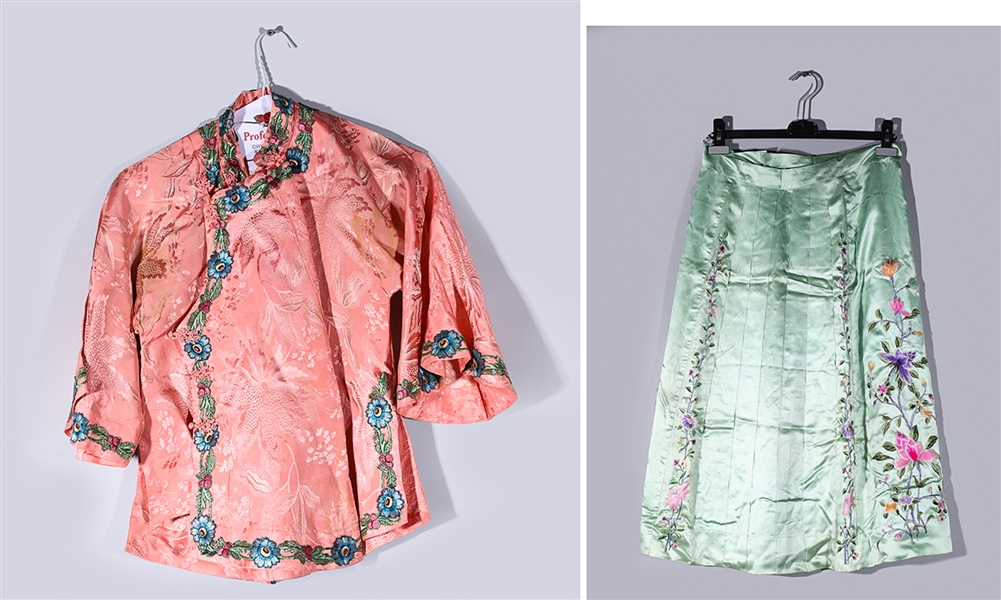 Chinese embroidered pink blouse and