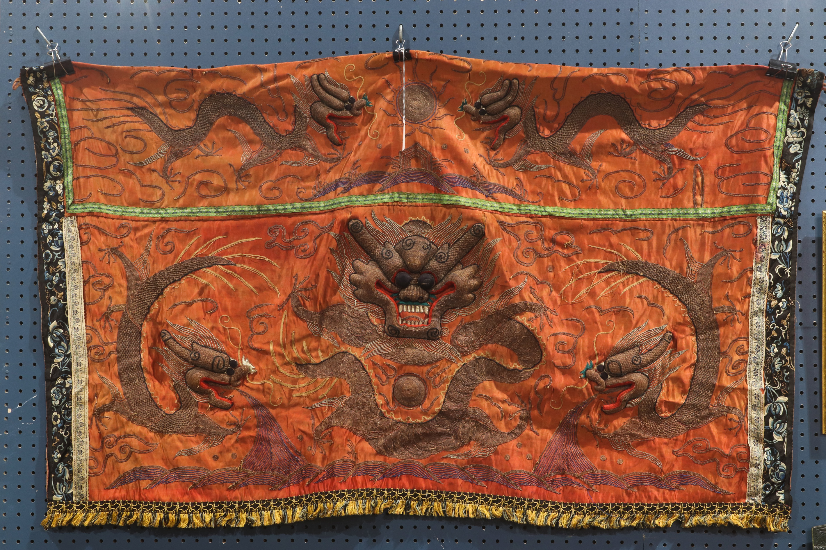 CHINESE EMBROIDERED RED GROUND