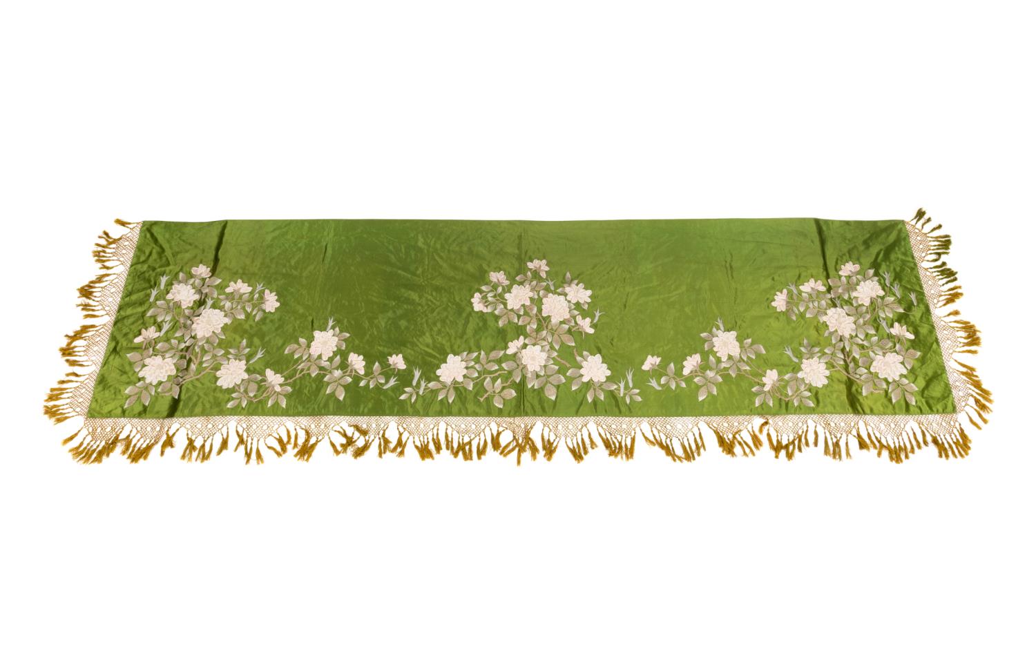 CHINESE EMBROIDERED SILK CONSOLE