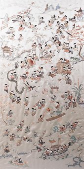 CHINESE EMBROIDERED SILK PANEL
