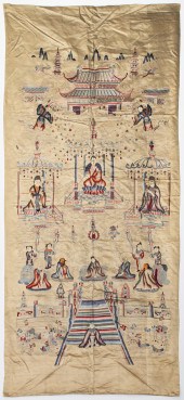 CHINESE EMBROIDERED SILK TEXTI