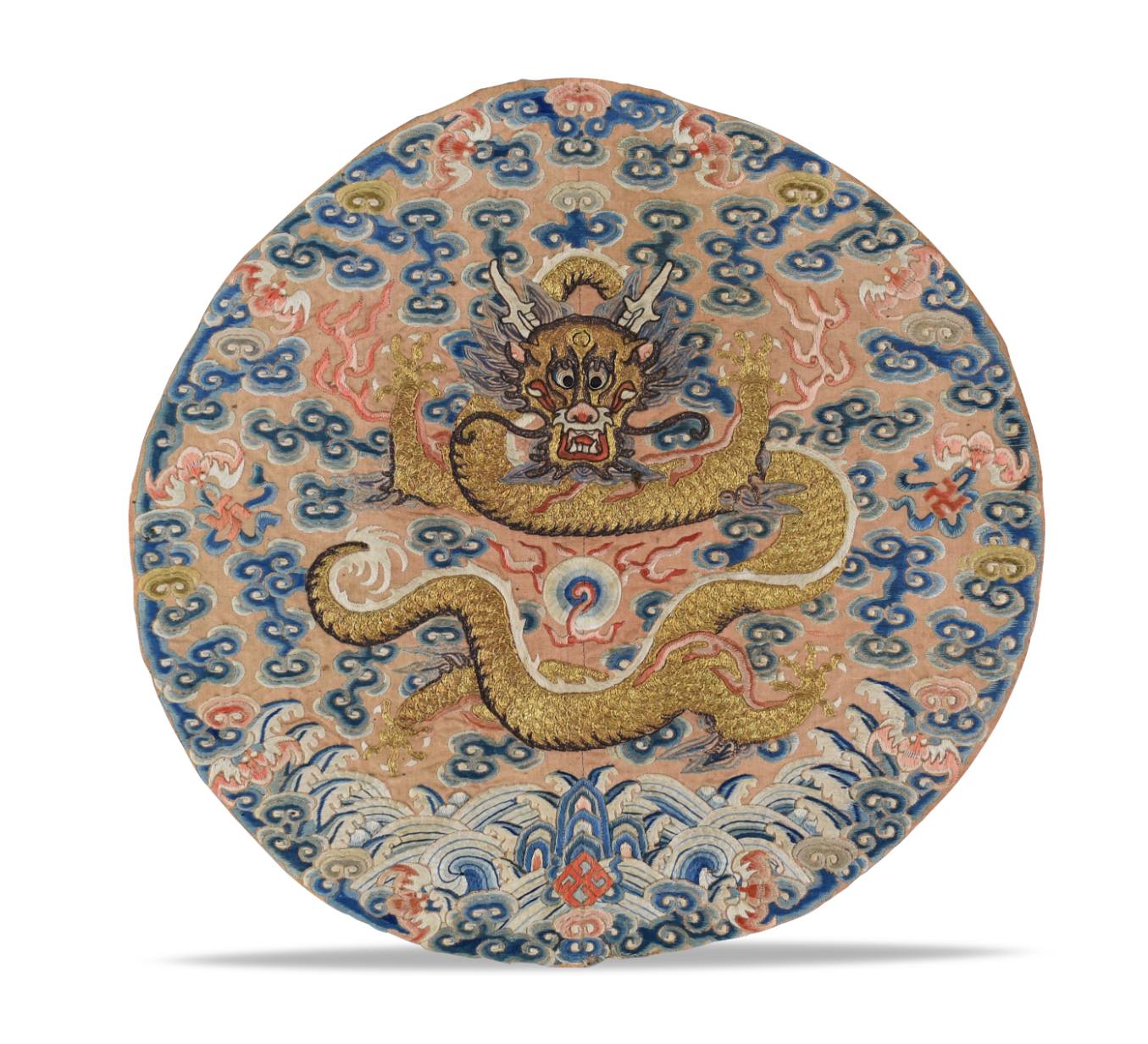 CHINESE EMBROIDERY DRAGON ROUNDED