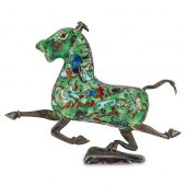 CHINESE ENAMEL AND SILVER HORS