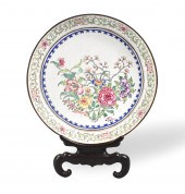 CHINESE ENAMEL FLORAL PLATE ON