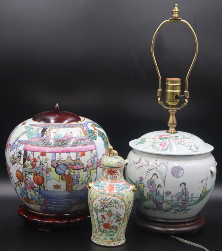 CHINESE ENAMEL PORCELAINS GROUPING.