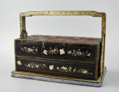 CHINESE ENAMELED BRASS & LACQU