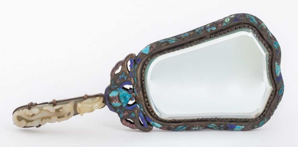 CHINESE ENAMELED BRONZE JADE