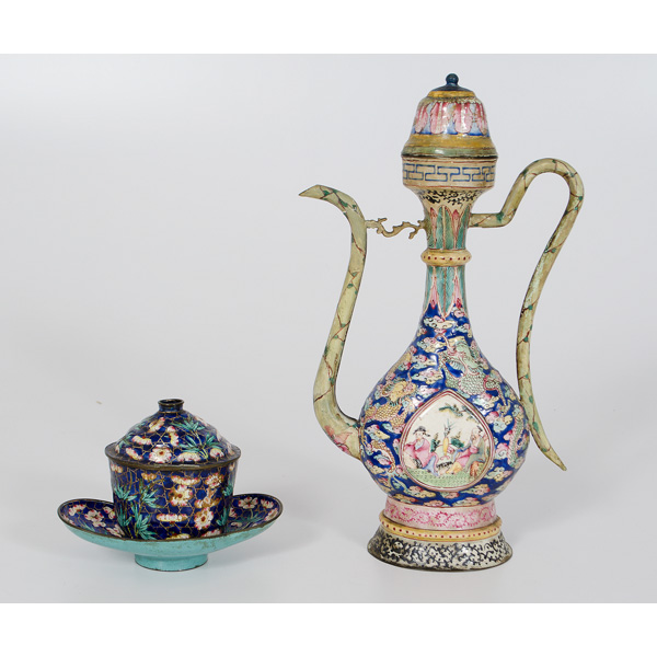 Chinese Enameled Ewer Plus