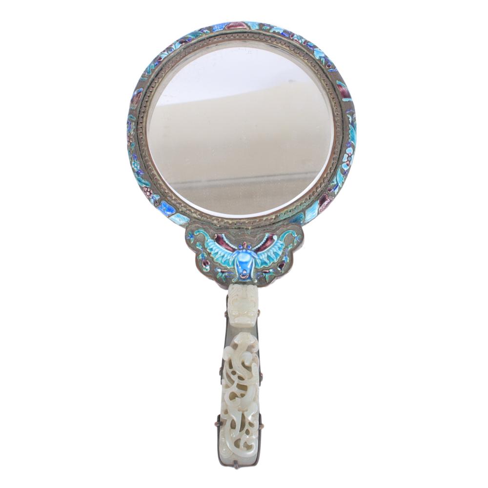 CHINESE ENAMELED HAND MIRROR WITH