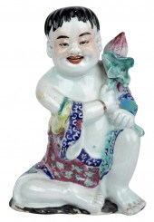 CHINESE ENAMELED PORCELAIN FIG