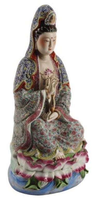 CHINESE ENAMELED PORCELAIN SEATED