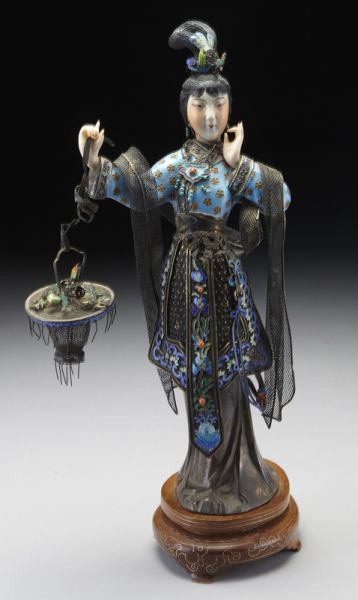 Chinese enameled silver and ivory