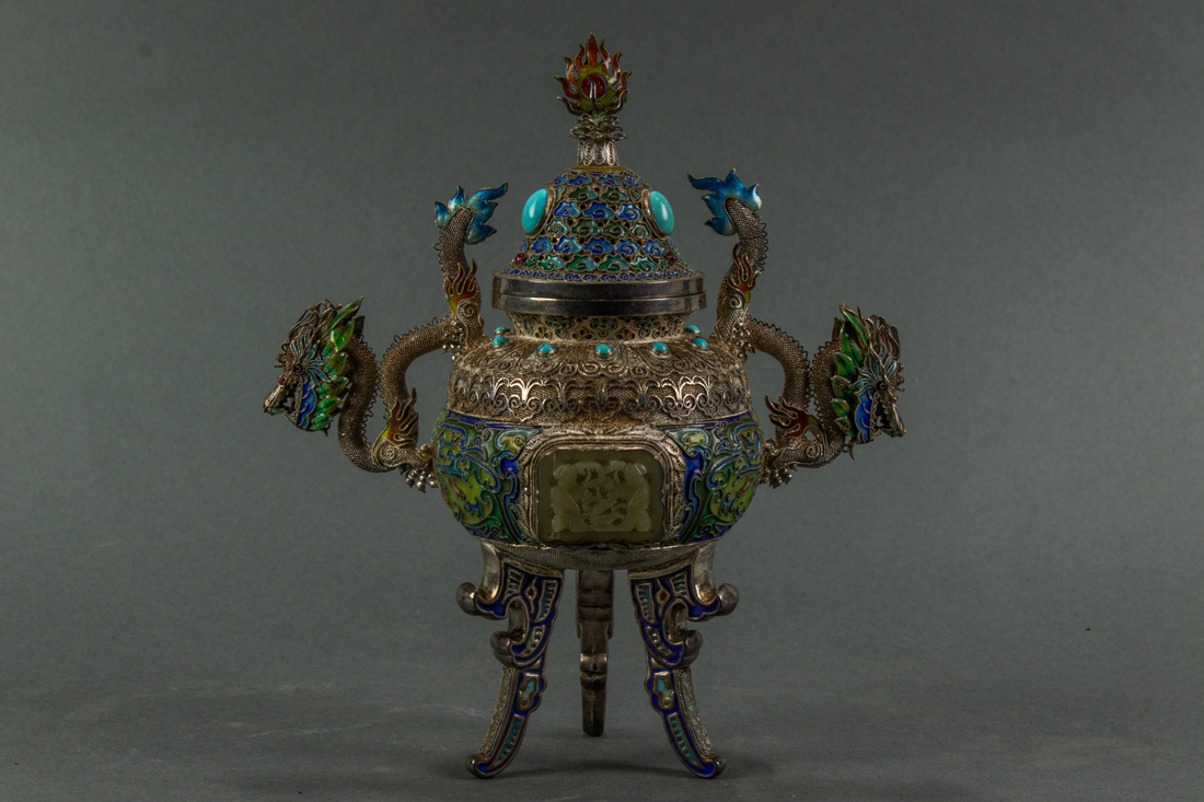 CHINESE ENAMELED SILVER FILIGREE