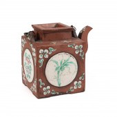 CHINESE ENAMELED YIXING TEAPOT