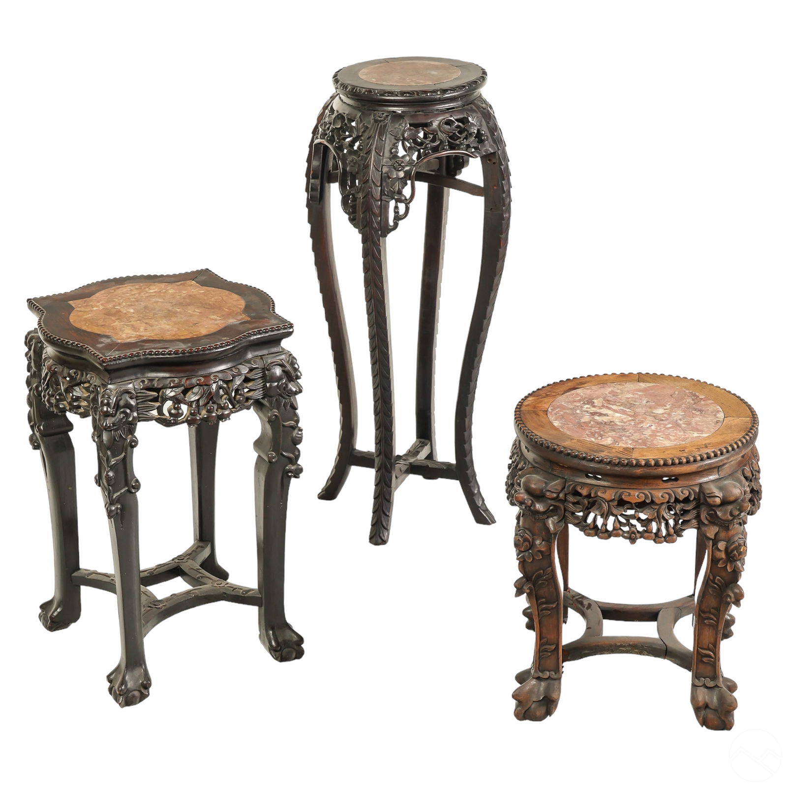CHINESE EXPORT 3PC MARBLE TOP