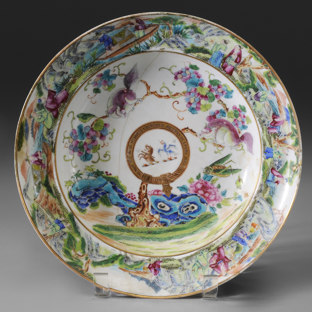 Chinese Export Armorial Bowl Clerke
