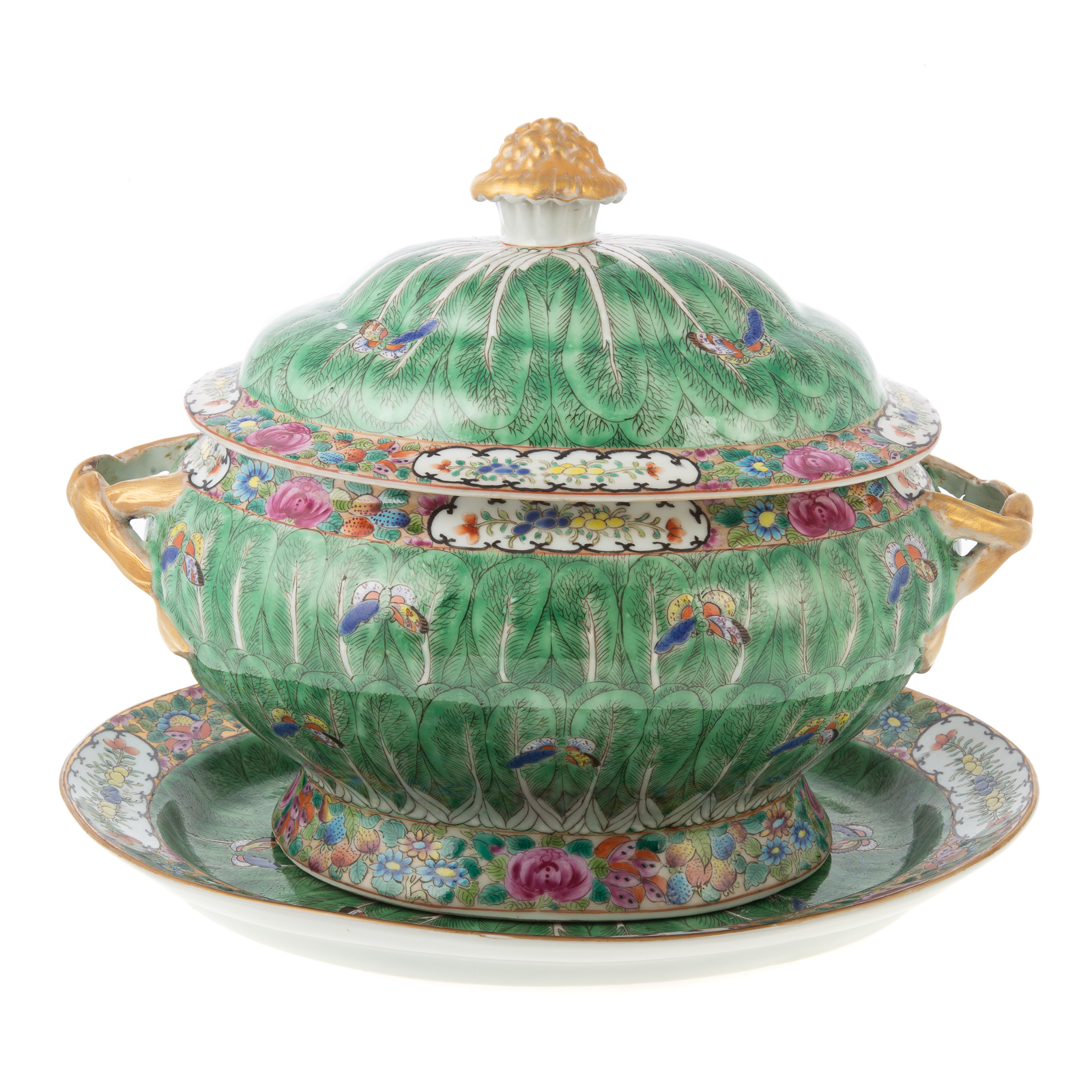 CHINESE EXPORT BOK CHOY SOUP TUREEN